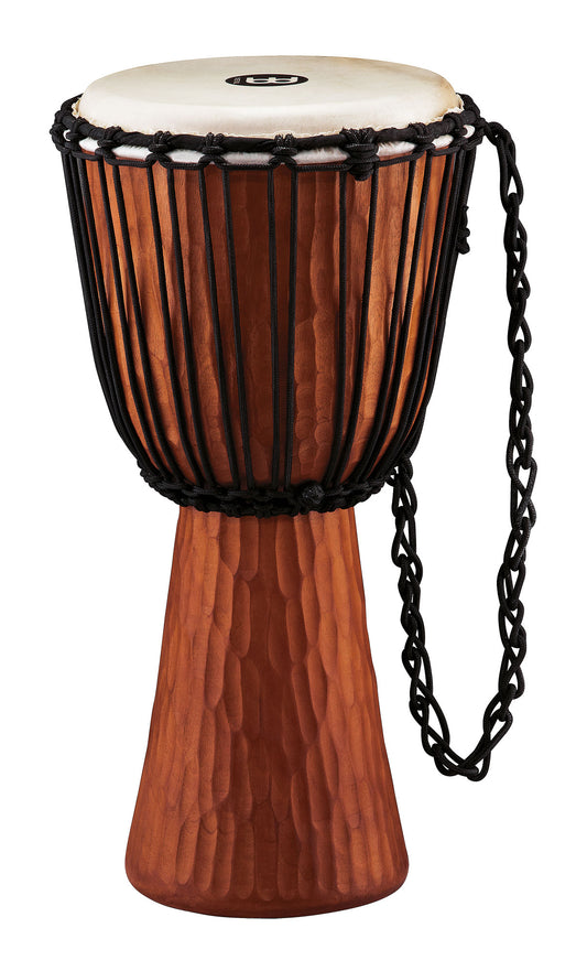 Djembé 12", série Nile, acajou en une pièce, hauteur 61 cm, peau de chèvre sélectionnée main, cordage nylon 5mm pré-étiré, brun