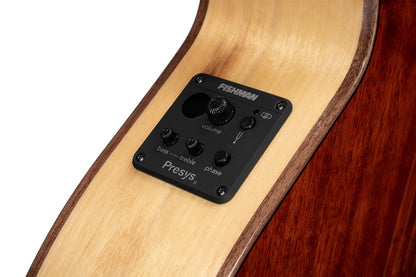 SFX-MY, myrtlewood massif torrefié, fond & éclisses myrtlewood, touche ovangkol, EQ Fishman Presys II, brun brillant