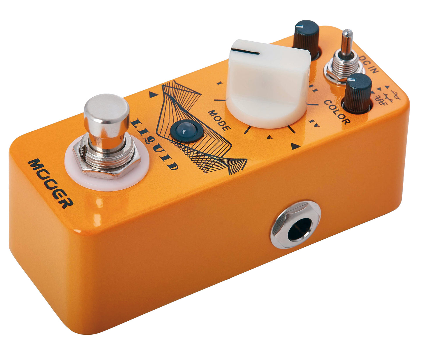 Pédale LIQUID, phaser numérique (5 types), 3 formes d'onde sélectionnables, boîtier métal, true bypass, jaune