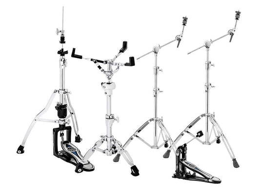 Pack accessoires Falcon, pédale charleston, support caisse claire, pédale grosse caisse, 2 supports cymbale perche, chrome