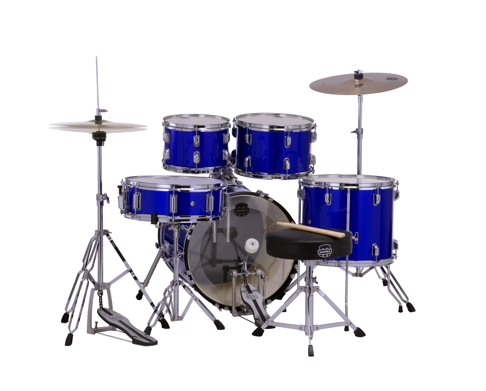 MAPEX COMET JAZZ/JUNIOR 18 5F BLEU INDIGO COMPLETE AVEC HARDWARE, SIEGE ET CYMBALES