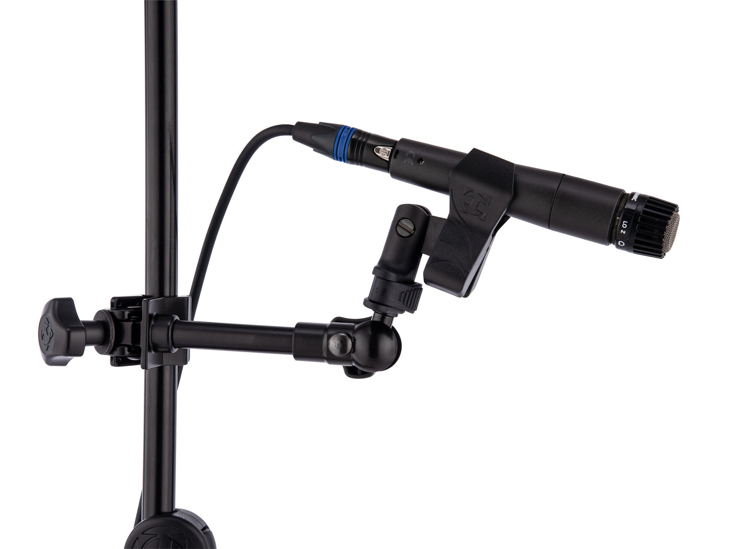 Support pour micro, attache sur pieds ronds ou carrés jusqu'à 3.5 cm d'épaisseur, noir