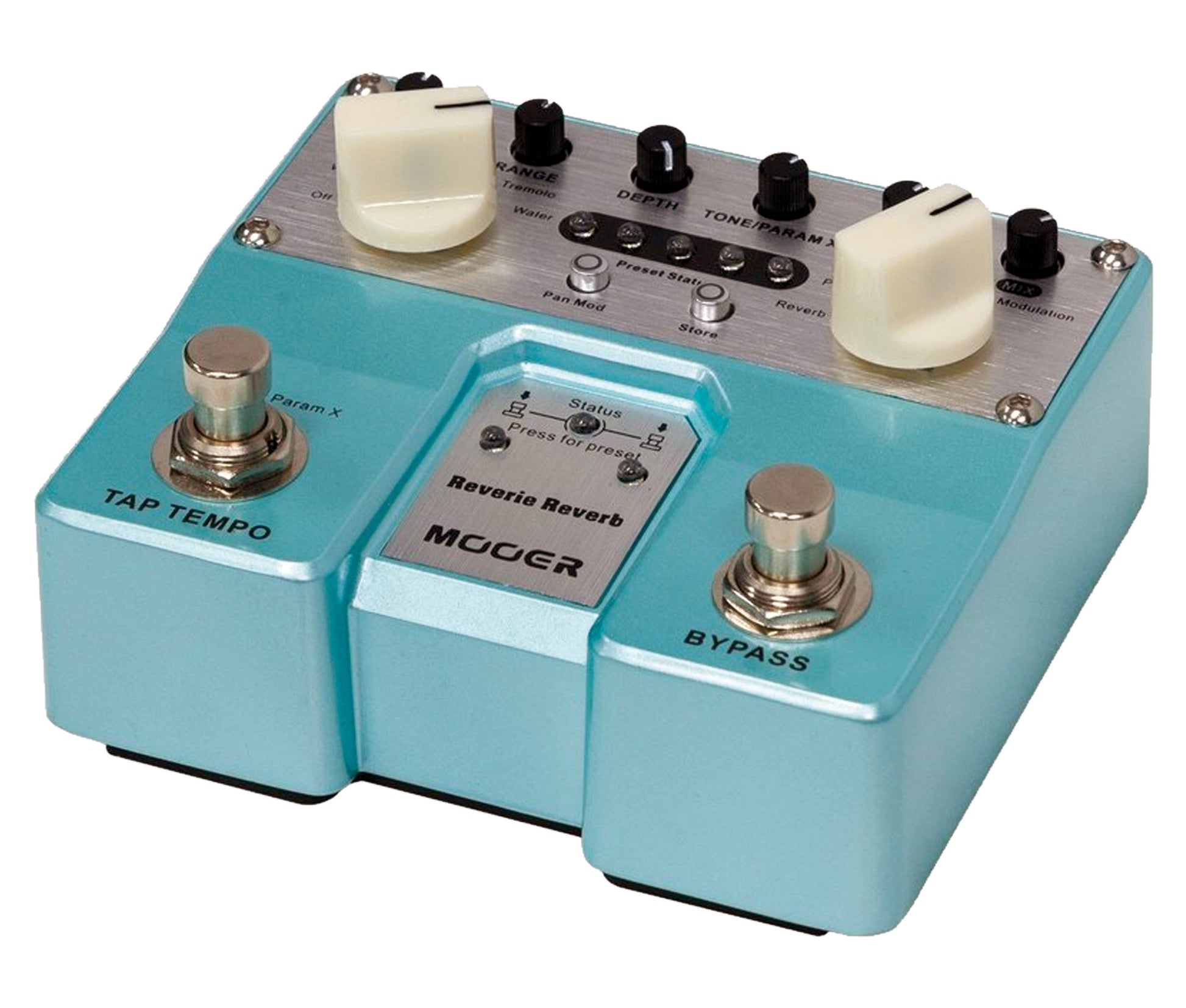 Pédale REVERIE REVERB, série Twin, réverb numérique stéréo 5 modes plus 5 types de modulation, boîtier métal, true bypass, bleu