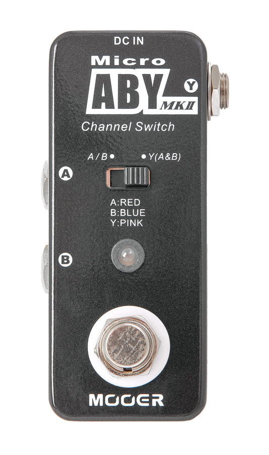 Pédale MICRO ABY MKII, boite AB/Y, boîtier métal, true bypass, noir