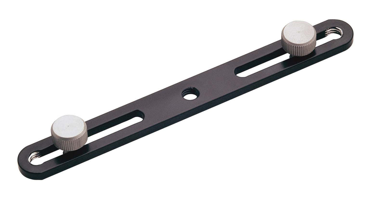Fixation pour 2 micros, noir, longueur 20 cm barre qui se visse sur un pied de micro avec