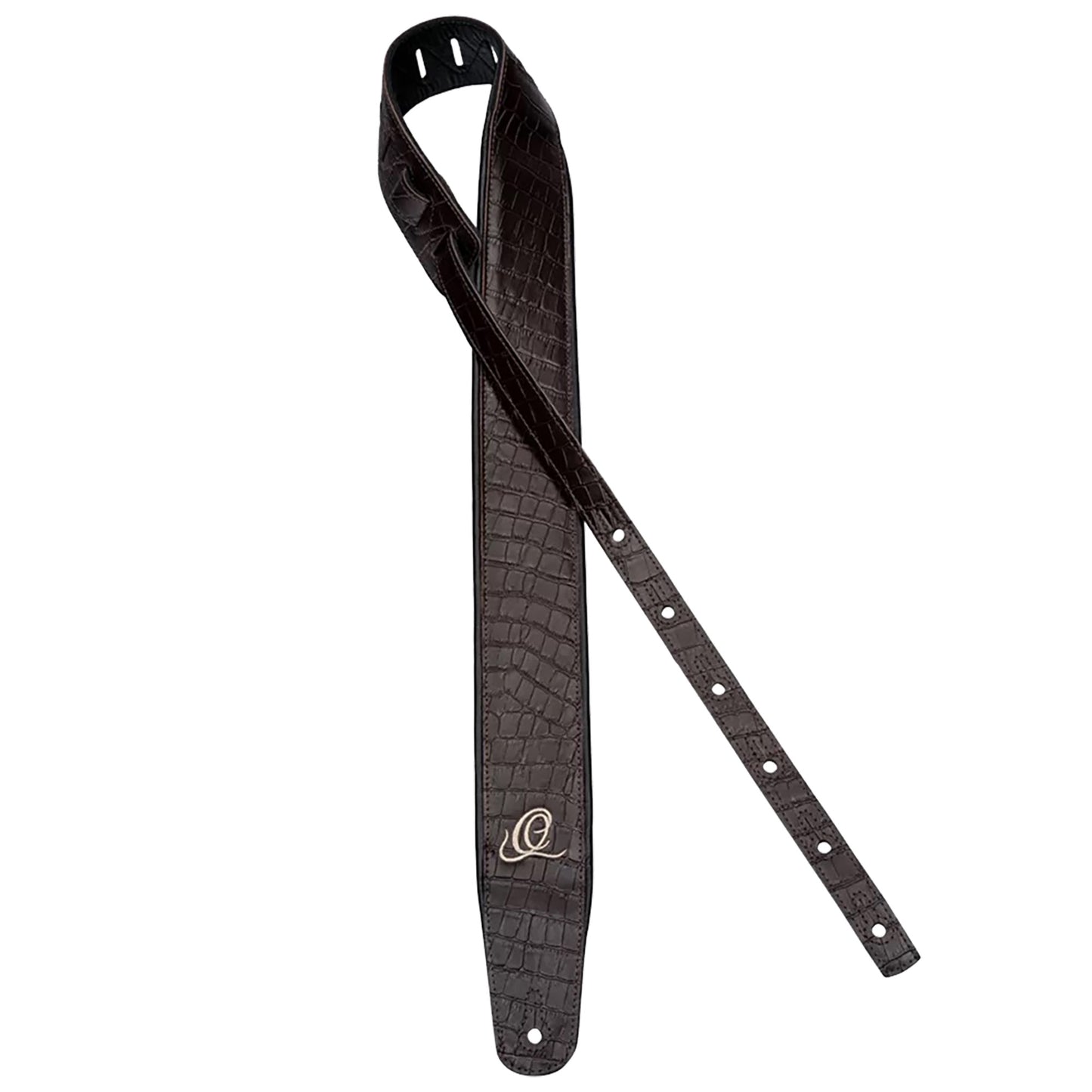 OSCU-3, courroie guitare, série Custom, face et dos cuir, âme synthétique, largeur 7 cm, longueur 145 cm, dark brown lizzy
