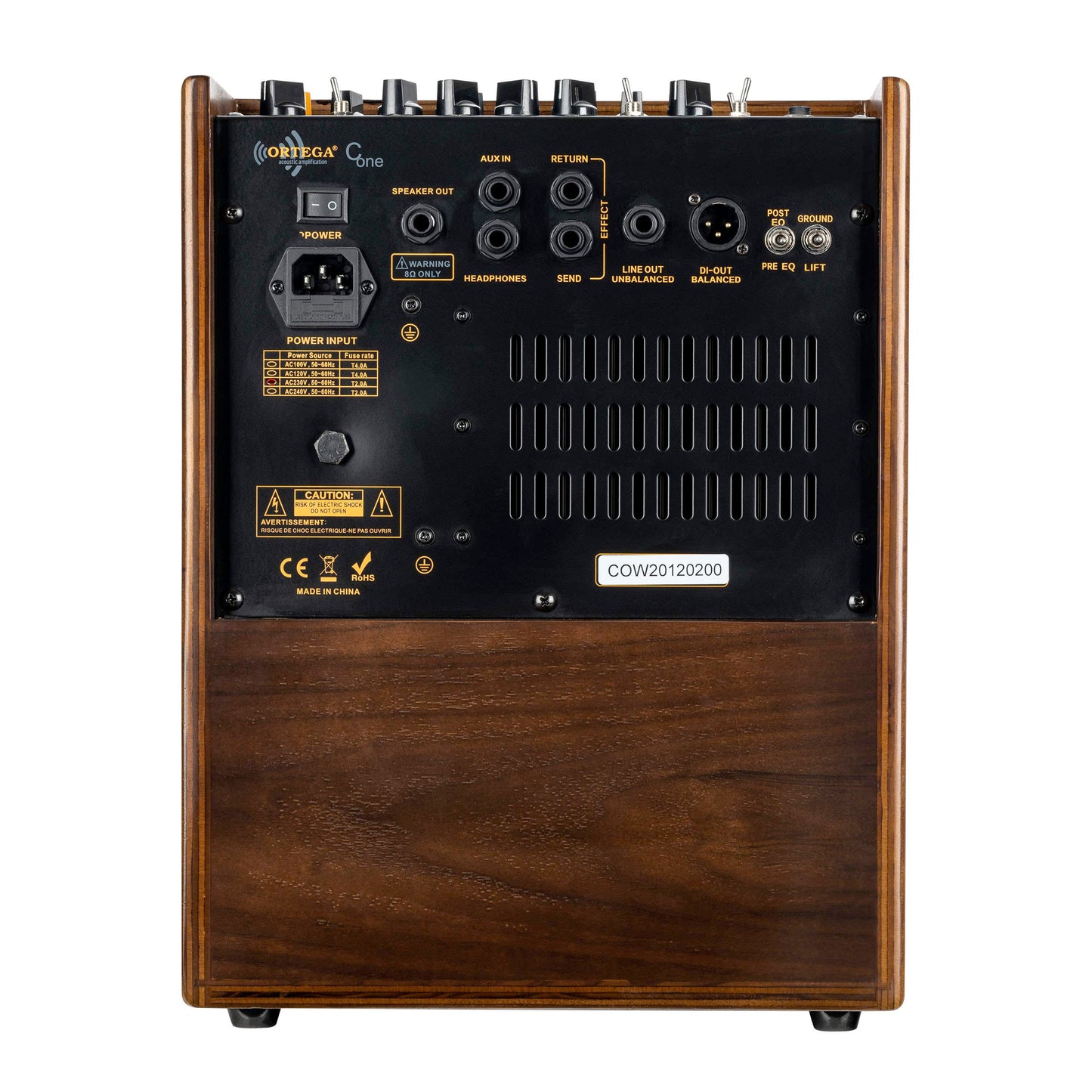 CONE-WND, ampli combo guitare acoustique 100W, deux canaux, réverb & chorus intégrés, avec housse, noyer foncé satiné et noir