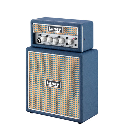Ampli guitare MINISTACK-B-LION stéréo 2x 3W, connexion Bluetooth, look Lionheart, 4 x HP 3", 2 canaux, connectique LSI, bleu