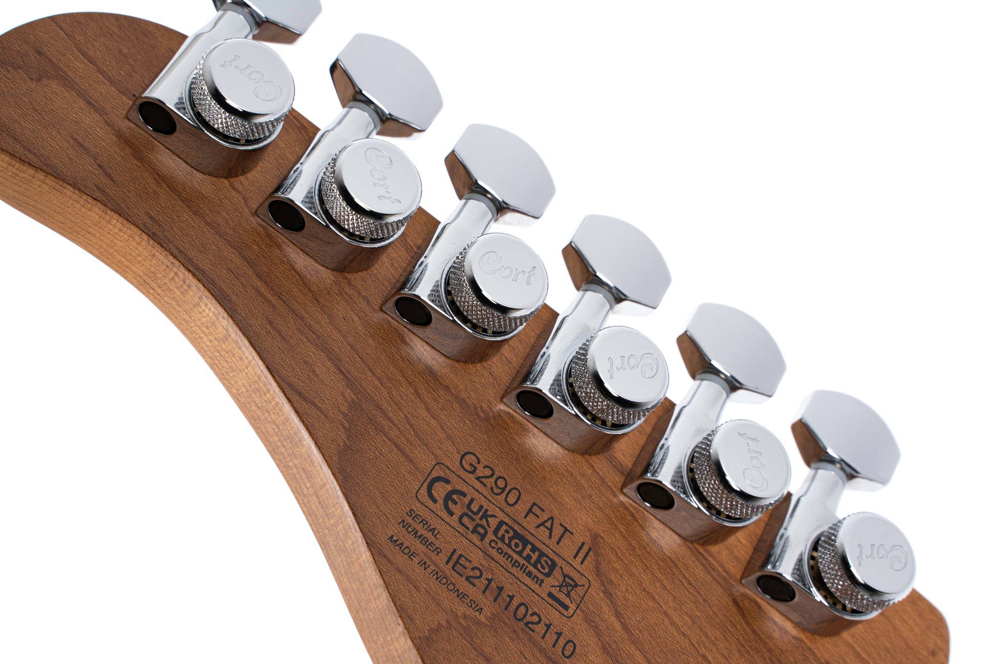 G290 FAT II, corps sassafras, table érable flammé, manche et touche érable torréfié, 2 micros Voiced Tone VTH-77, violin burst