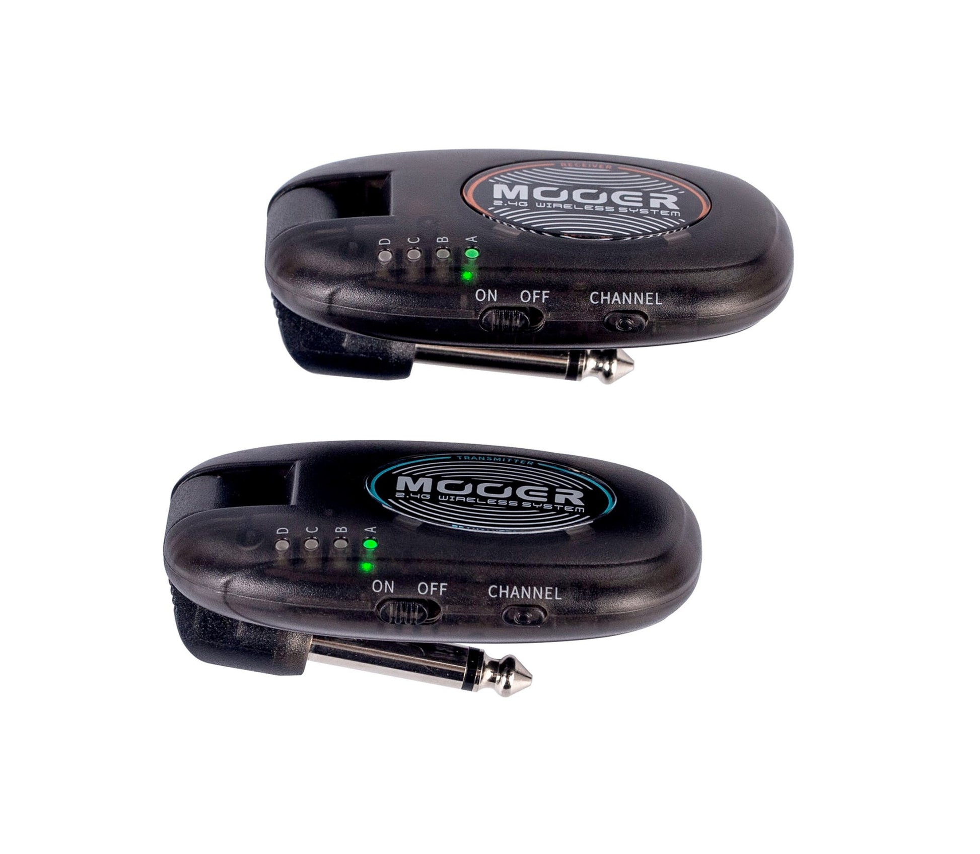 Système sans-fil pour guitare 4 canaux, émetteur et récepteur rechargeables, bande de fréquence 2.4 GHz, noir translucide