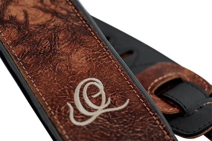 OSCL-2, courroie guitare, série Classic, face cuir, dos PVC (vegan), largeur 7 cm, longueur 145 cm, chestnut tree