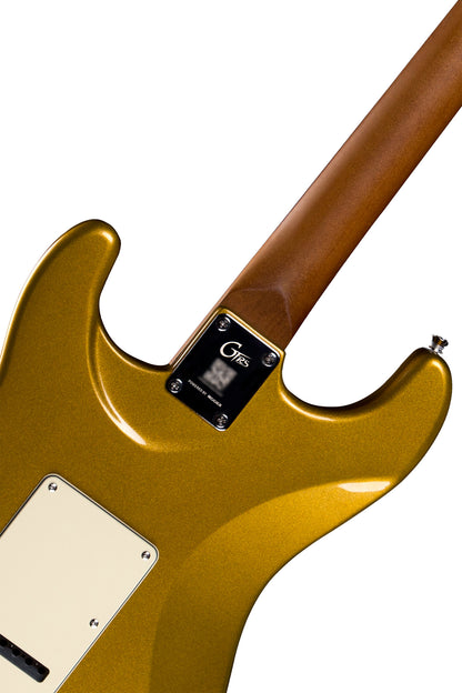 GTRS S800, corps tilleul, manche érable torréfié, touche palissandre, micros et processeur GTRS, gold