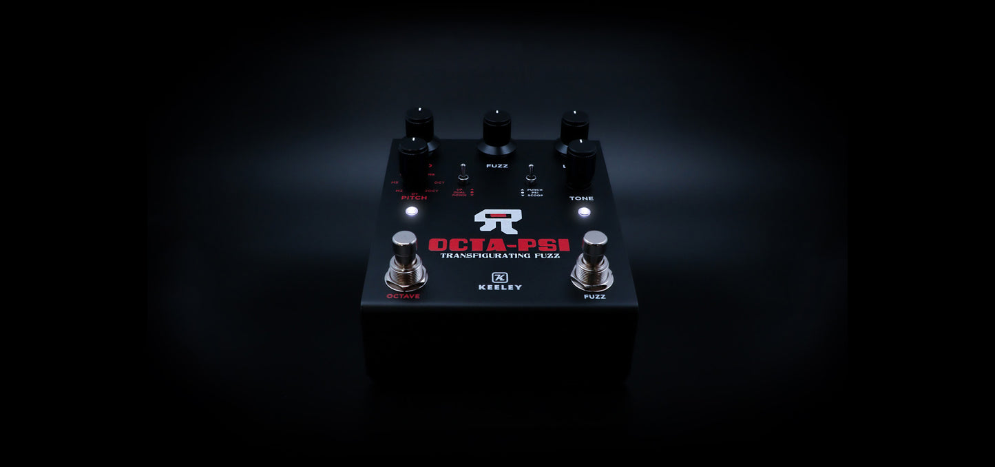 Pédale OCTA PSI, octaver et pitch-shifter combiné à un fuzz analogique, noir