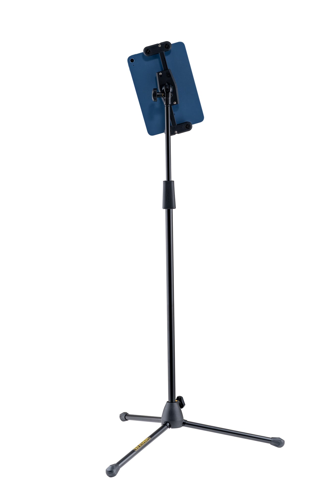 Pied pour tablette et smartphone 6,1" à 13", hauteur réglable 108 à 178 cm, rotation 360°, noir et jaune