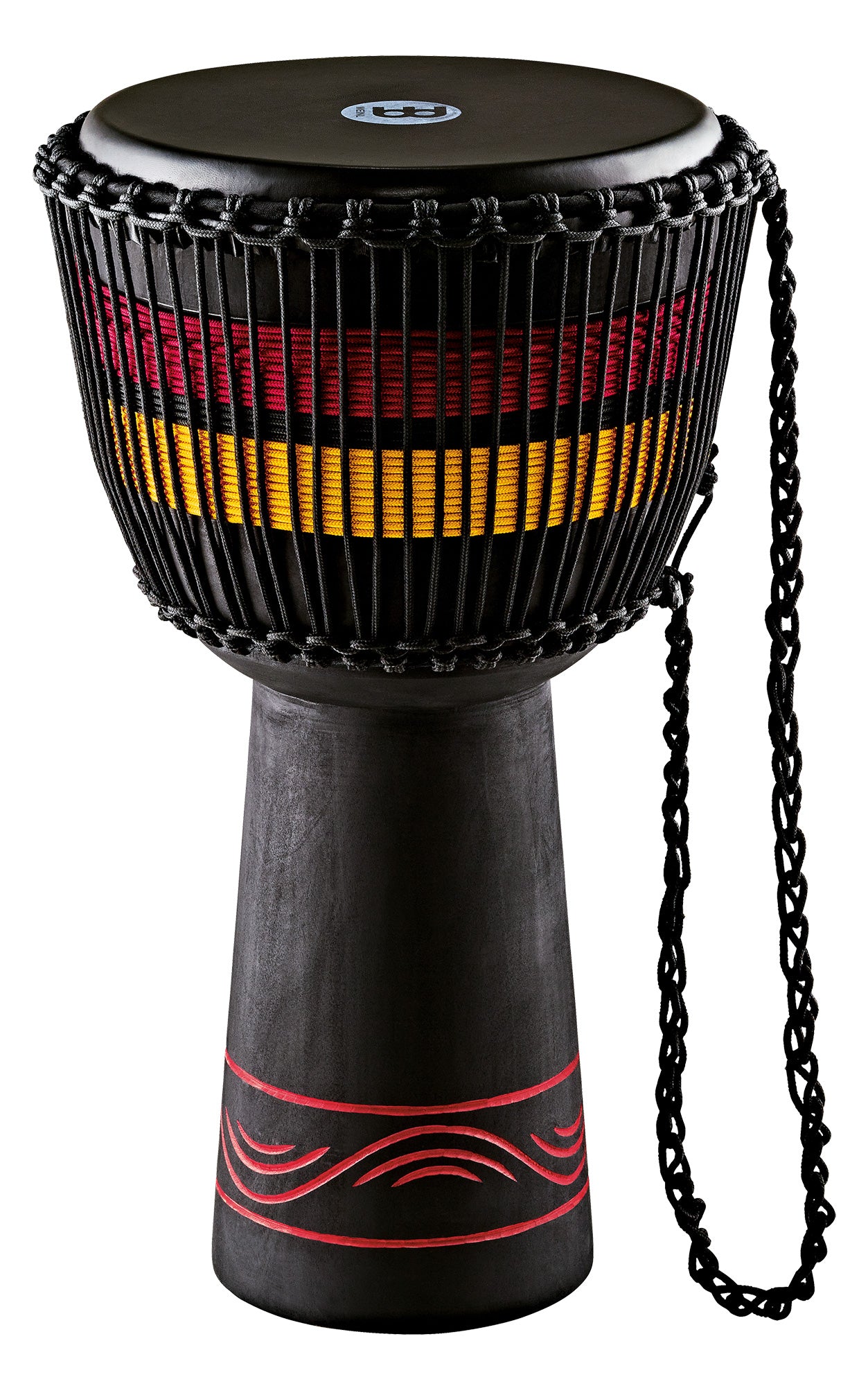 DJEMBE MEINL EARTH 13" NOIR ROUGE JAUNE, MAHOGANY, PEAU DE CHÈVRE, 61CM