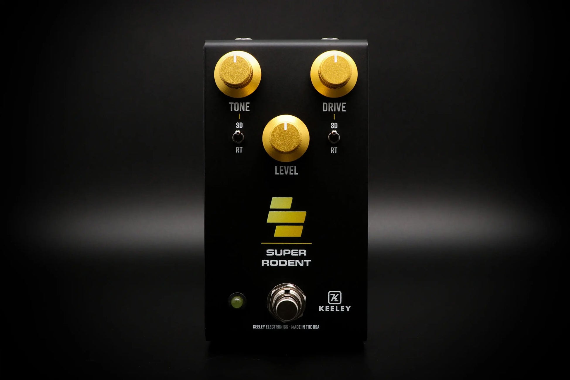 Pédale SUPER RODENT, overdrive et distorsion basée sur deux pédales légendaires, 100% analogique, noir et jaune