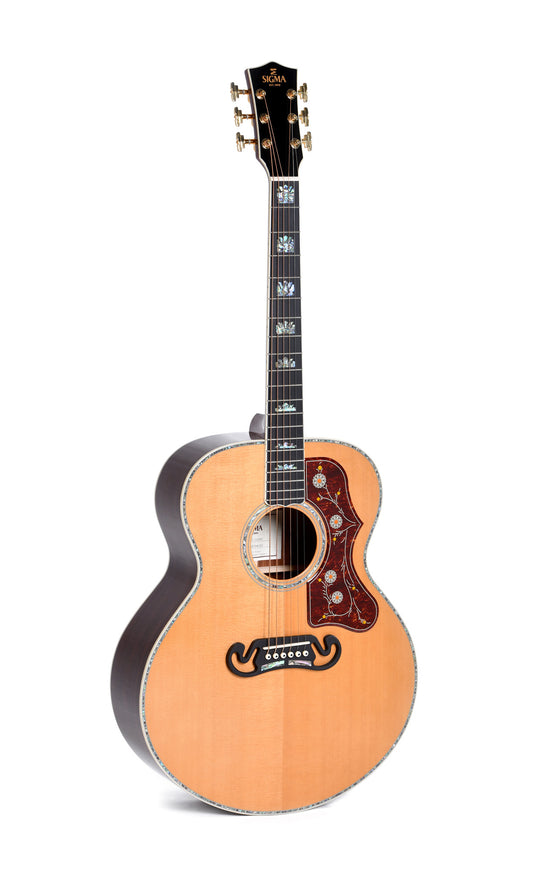 Modèle GJA-SG300, Grand Jumbo, table épicéa massif, f/e palissandre indien, EQ Fishman, soft case, naturel brillant