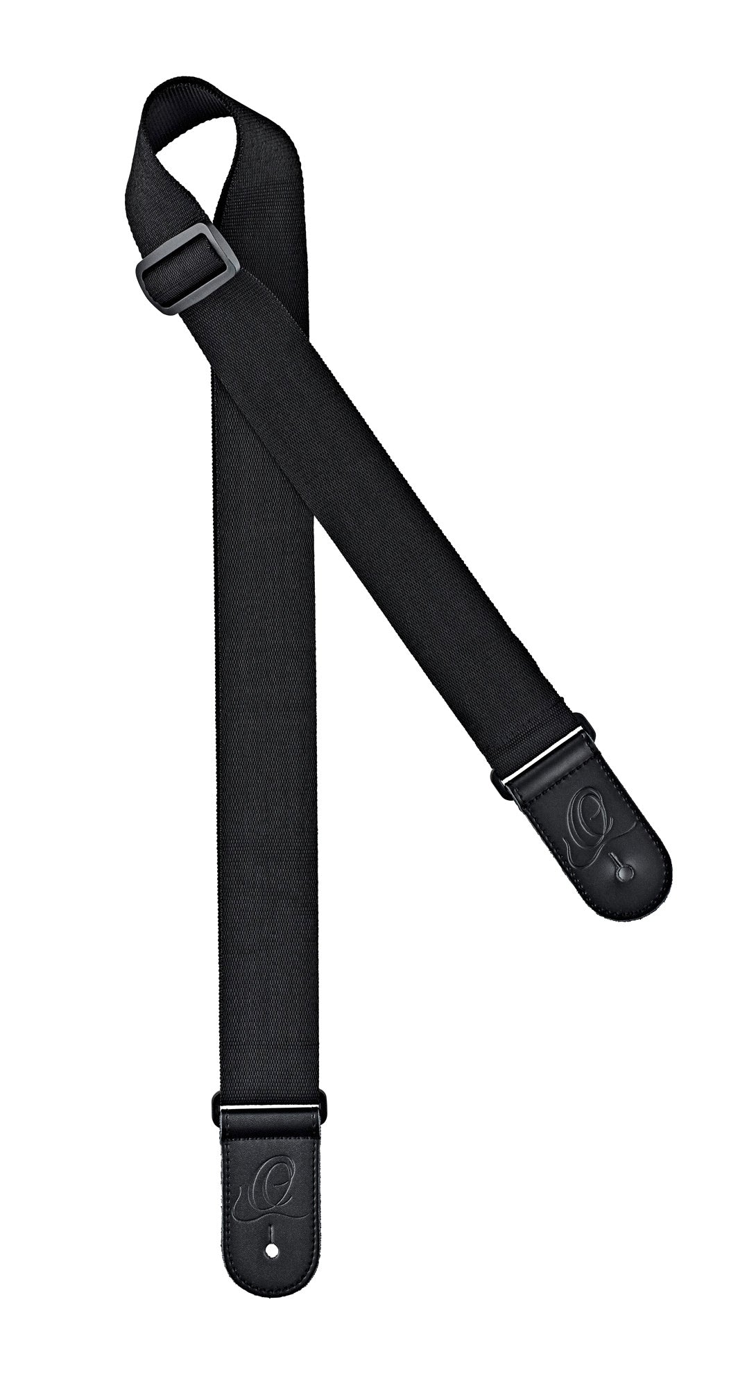 Courroie guitare, nylon, extrémités cuir, largeur 5 cm, longueur jusqu'à 180 cm, noir