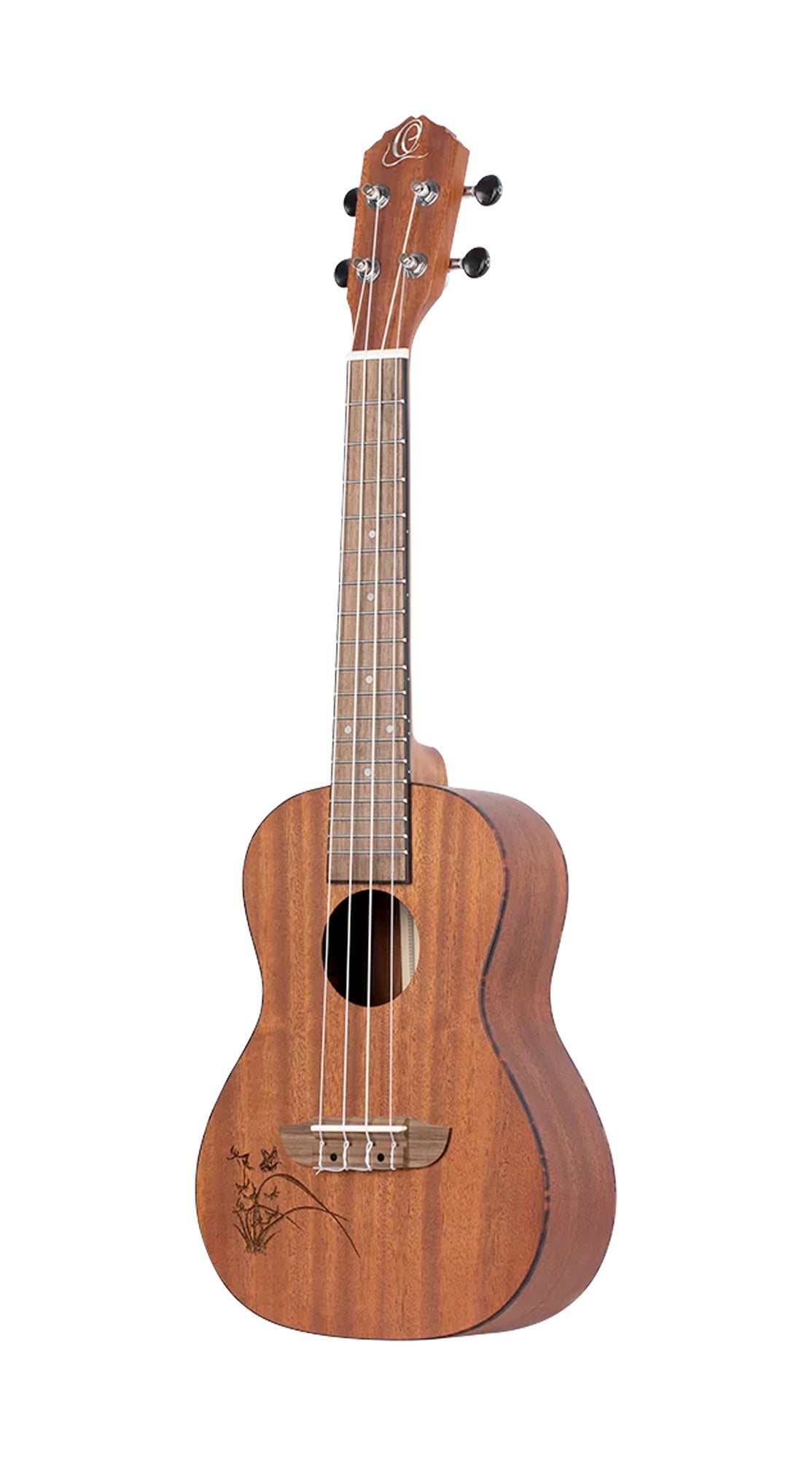 RU5MM, modèle Concert, table sapele avec motif, fond & éclisses sapele, manche acajou, naturel satiné, modèle gaucher