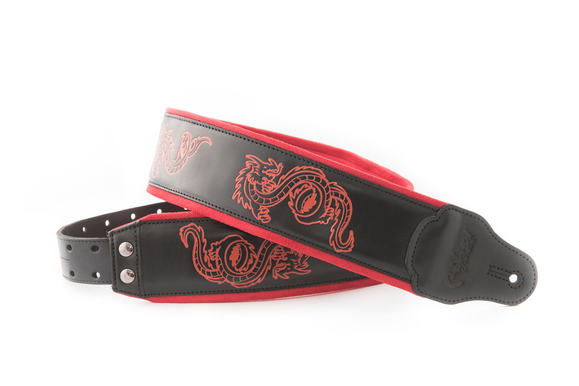 Courroie modèle WHOLE-LOTTA, extérieur cuir HQ, largeur 7 cm, longueur 95 à 150 cm, porte-médiators intégré, noir