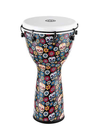 Djembé Meinl Day of the Dead 12", hauteur 61cm, peau synthétique, poids léger, finition Day of the Dead