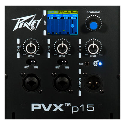 Enceinte bi-amplifiée 980W, 2 voies, 1x Woofer 15", fonction Bluetooth, traitement DSP, entrées XLR/Jack, noir