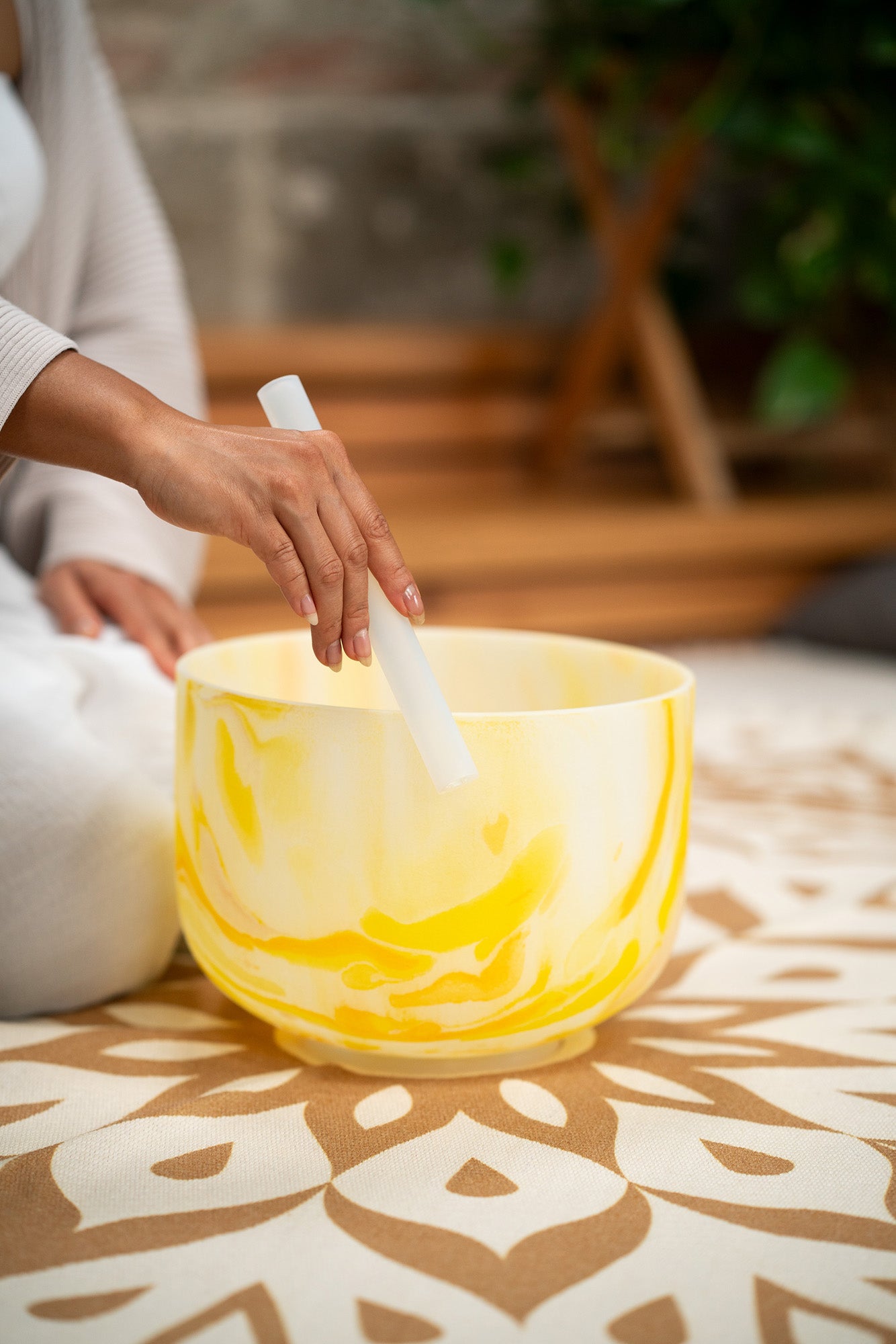 SINGING BOWL SONIC ENERGY CRISTAL 10" JAUNE, NOTE E4 CHAKRA DU PLEXUS SOLAIRE