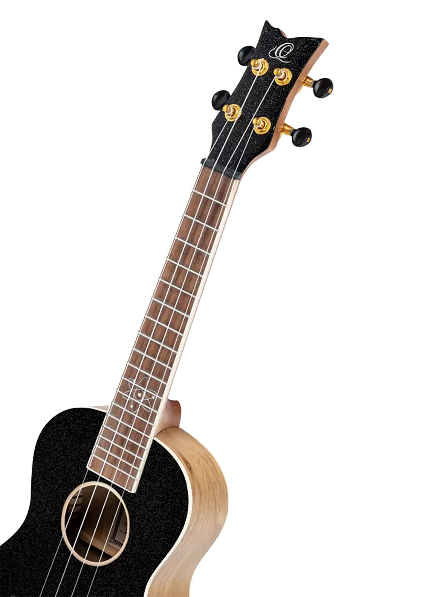RUEL-MBK, modèle Concert, table épicéa, fond & éclisses catalpa, manche acajou, housse luxe, noir métallisé brillant