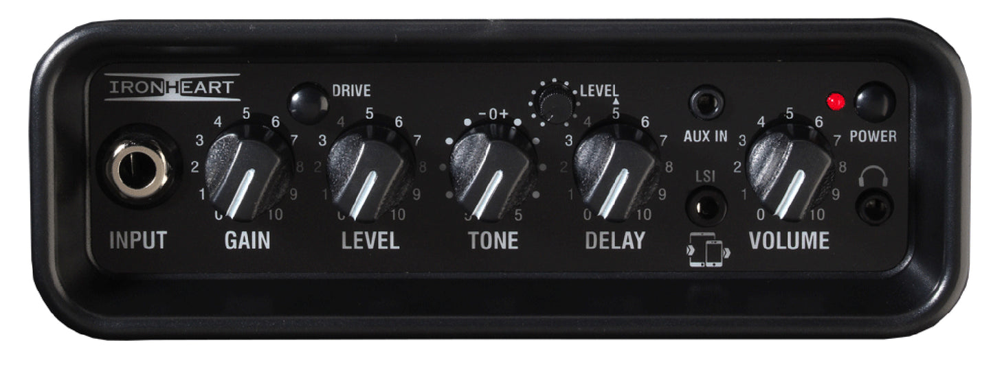 Ampli guitare stéréo 2x 3W, look Ironheart, 2x HP 3", 2 canaux, connectique LSI, noir