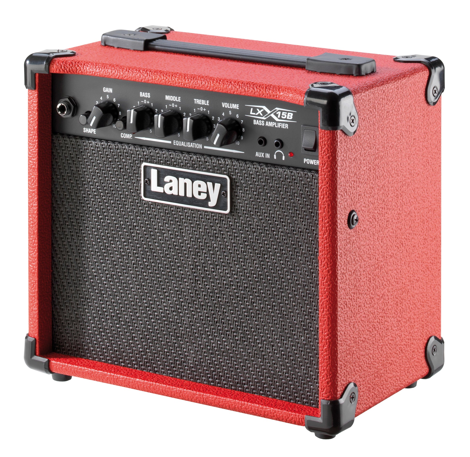 Ampli basse électrique 15W, 2x HP 5", 1 canal avec compresseur commutable, EQ 3 bandes, switch Shape, 6.5 kg, rouge