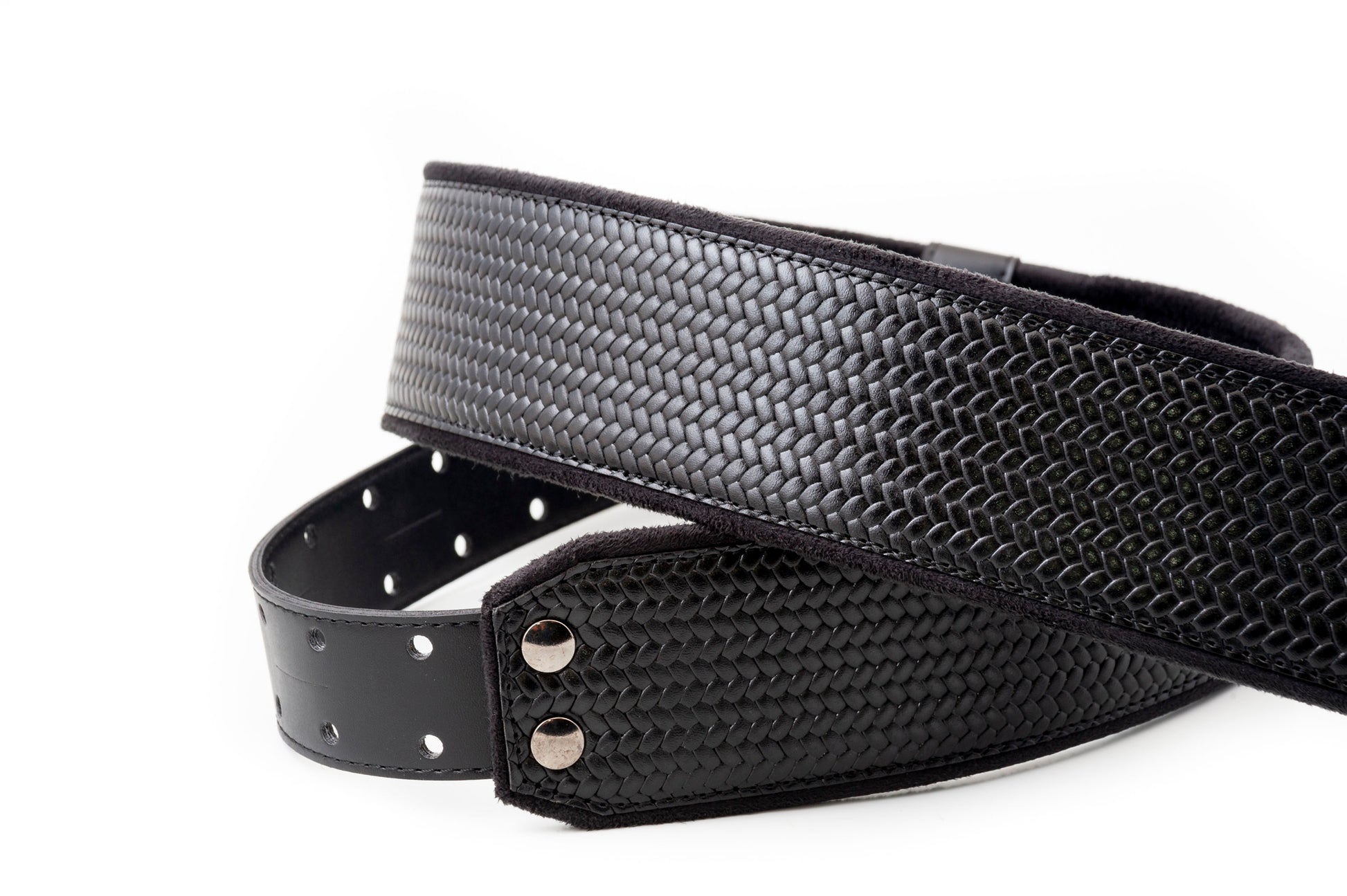 Courroie modèle M-BOND 60, extérieur synthétique, largeur 6 cm, longueur 95 à 150 cm, porte-médiators intégré, noir