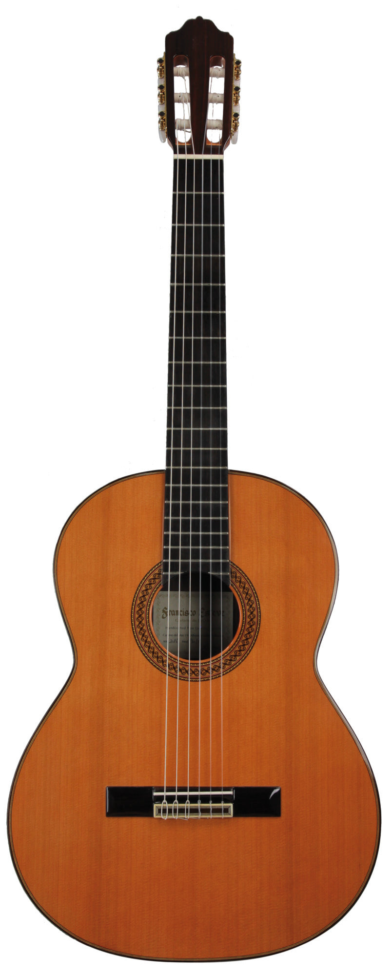 9C/B, table cèdre massif, f/e palissandre indien massif, nouveau barrage, manche avec insert ébène, touche ébène, soft case