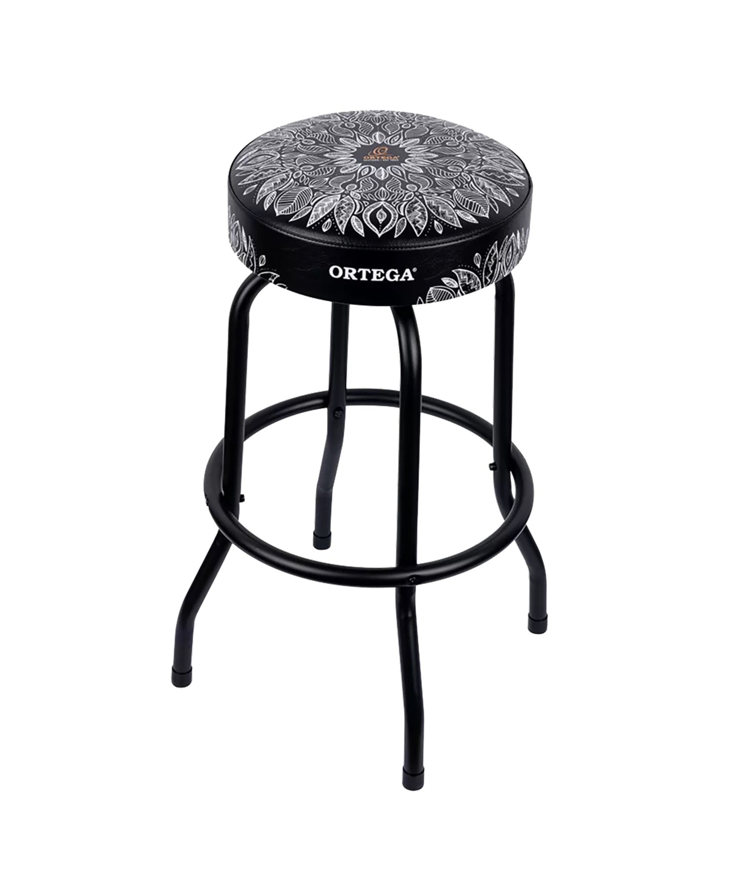 OBS30-WHKC, tabouret ORTEGA, assise 76 cm, design"kaléidoscope", assise rembourrée ép. 10 cm rotative, repose pied, blanc