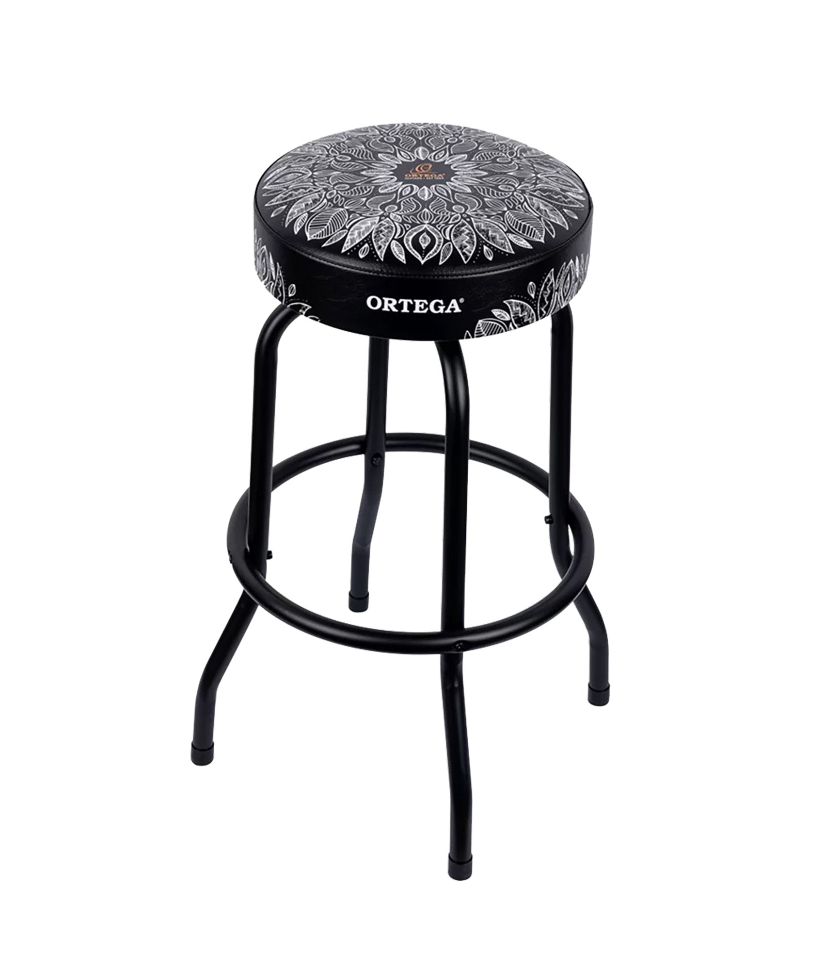 OBS30-WHKC, tabouret ORTEGA, assise 76 cm, design"kaléidoscope", assise rembourrée ép. 10 cm rotative, repose pied, blanc