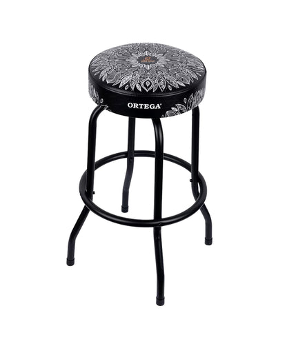 OBS30-WHKC, tabouret ORTEGA, assise 76 cm, design"kaléidoscope", assise rembourrée ép. 10 cm rotative, repose pied, blanc