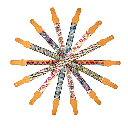 Courroie ukulélé, 100% coton, extrémités simili cuir, largeur 3.7 cm, longueur jusqu'à 139 cm, classic blue