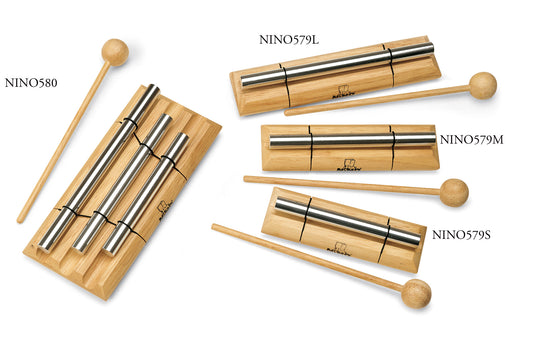 Chime Energy, 1 barre en aluminium anodisé, support en bois, batte en bois, petit modèle (note La, 99 g), naturel