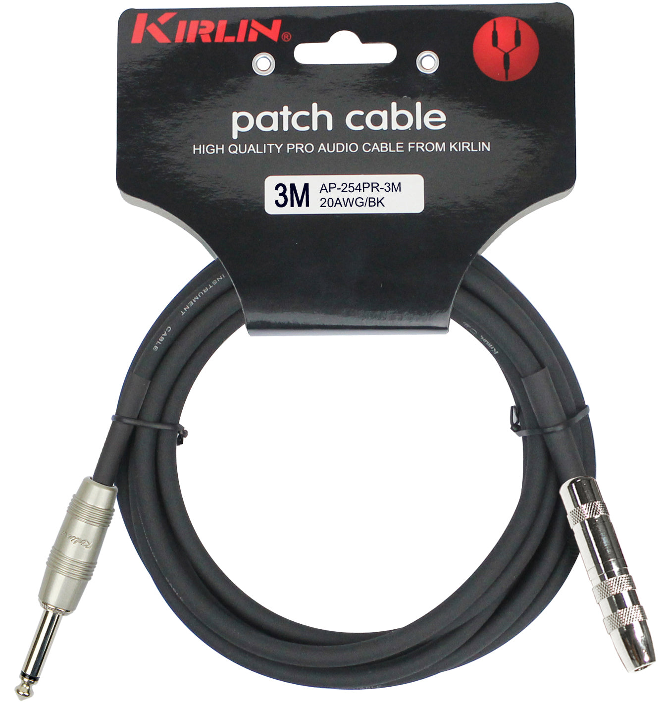 Câble patch ENTRY Jack mâle mono/ Jack femelle mono, 3 mètres, noir