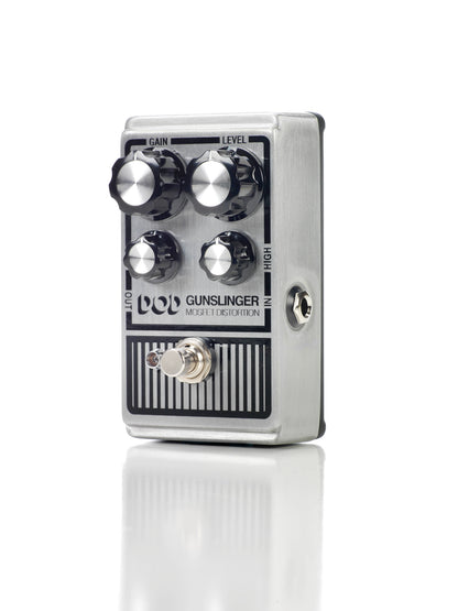 Pédale GUNSLINGER, distorsion Mosfet, fonctionnement sous 9 ou 18V, True Bypass, métal brossé
