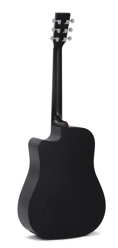 Modèle DMCE-BKB, Dreadnought pan coupé, table épicéa massif, f/e acajou, touche micarta, EQ Sigma, noir dégradé satiné