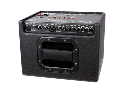 DA CAPO 75, 2 canaux, 75W, HP 8" double cône, EQ 3 bandes par canal, 2 entrées combinées XLR/Jack, effets numériques, noir