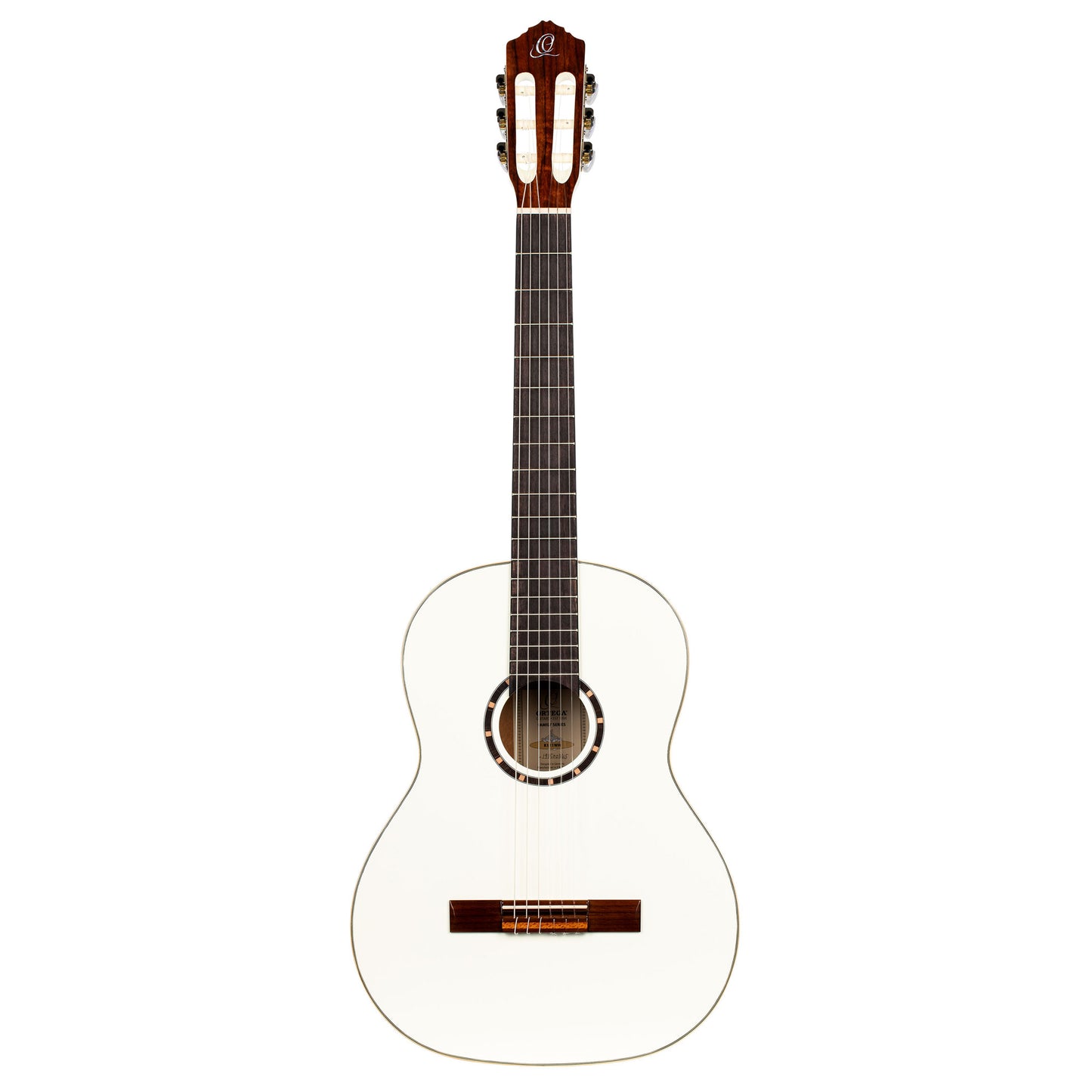 R121, table épicéa, fond & éclisses acajou, manche acajou (sillet 52 mm), housse, blanc brillant