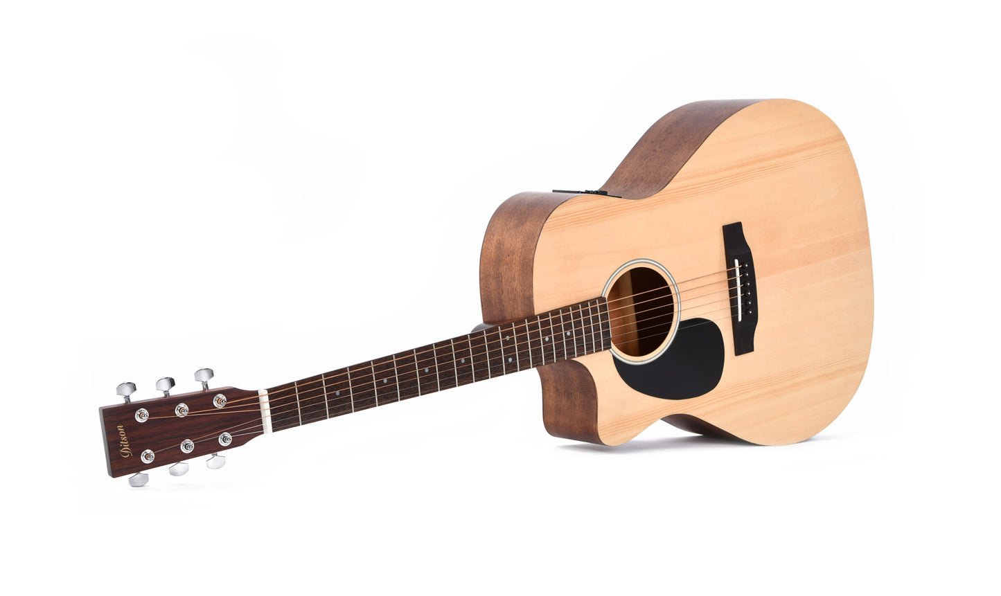 Modèle GC-10EL, Grand OM pan coupé, table épicéa Sitka, fond & éclisses acajou, manche acajou, EQ Sigma, naturel satiné, gaucher