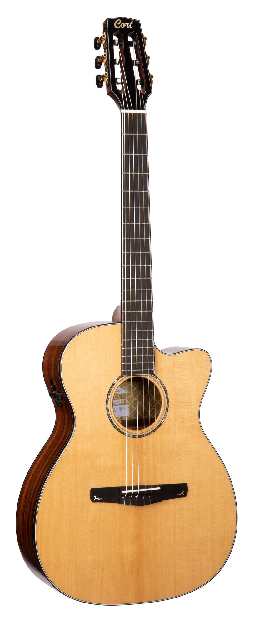 GOLD-OC8 NYLON, classique forme Orchestra Model, table épicéa Engelmann massif, f/e pau ferro massif, EQ Fishman Flex Blend