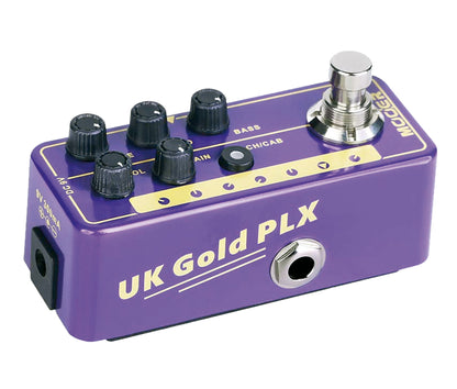 Pédale UK GOLD PLX, préampli numérique type Classic British 50W 1967, deux canaux, EQ 3 bandes par canal, violet