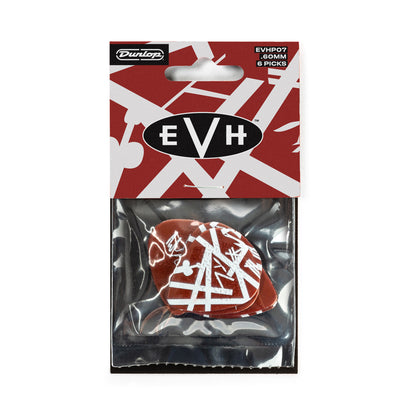 Sachet de 6 médiators EVH SHARK GUITAR MAX-GRIP Nylon 0.60 mm (graphisme rouge à bandes blanches)