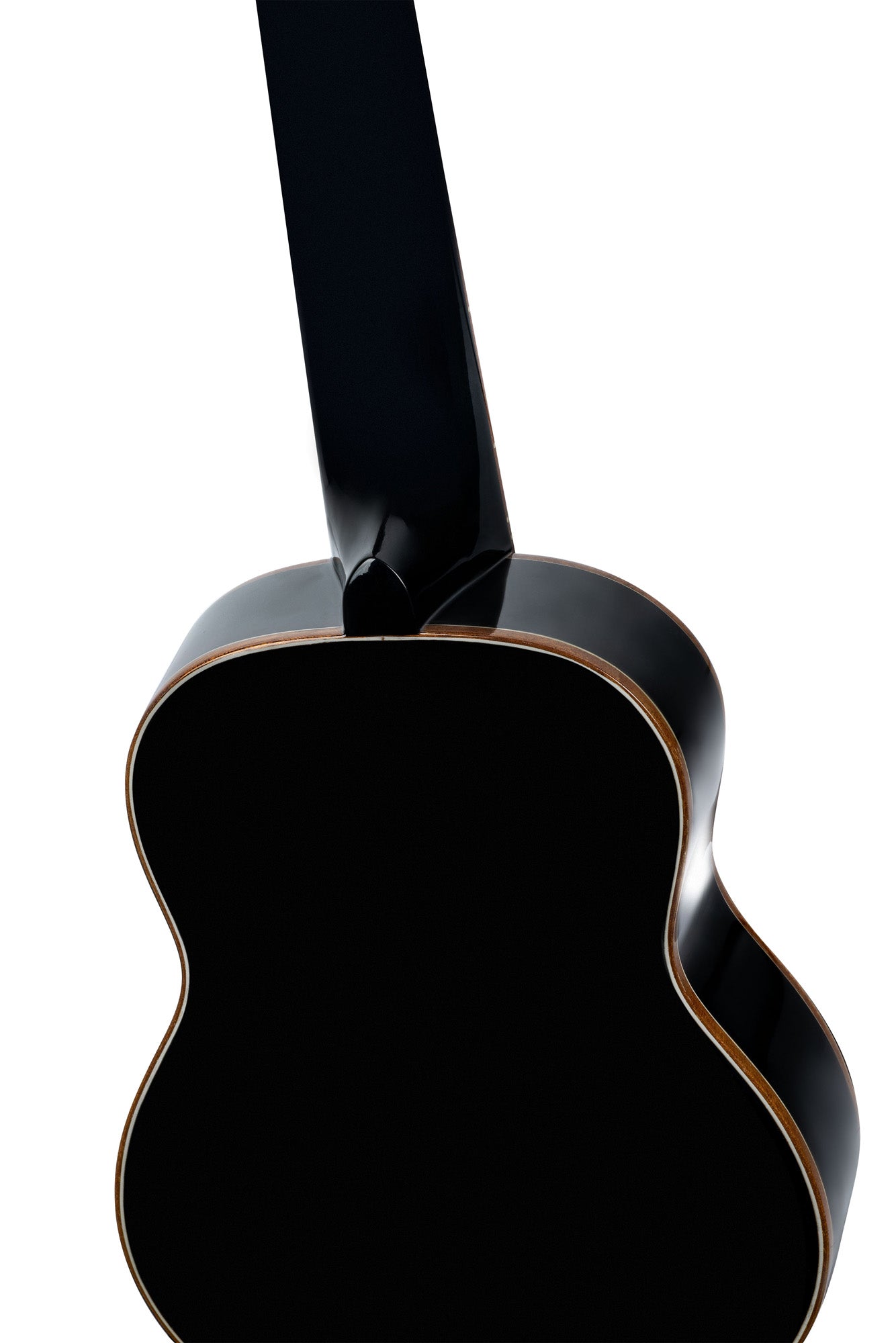 RUOX-SO, modèle Soprano, table épicéa, fond & éclisses acajou, manche acajou, housse luxe, noir brillant