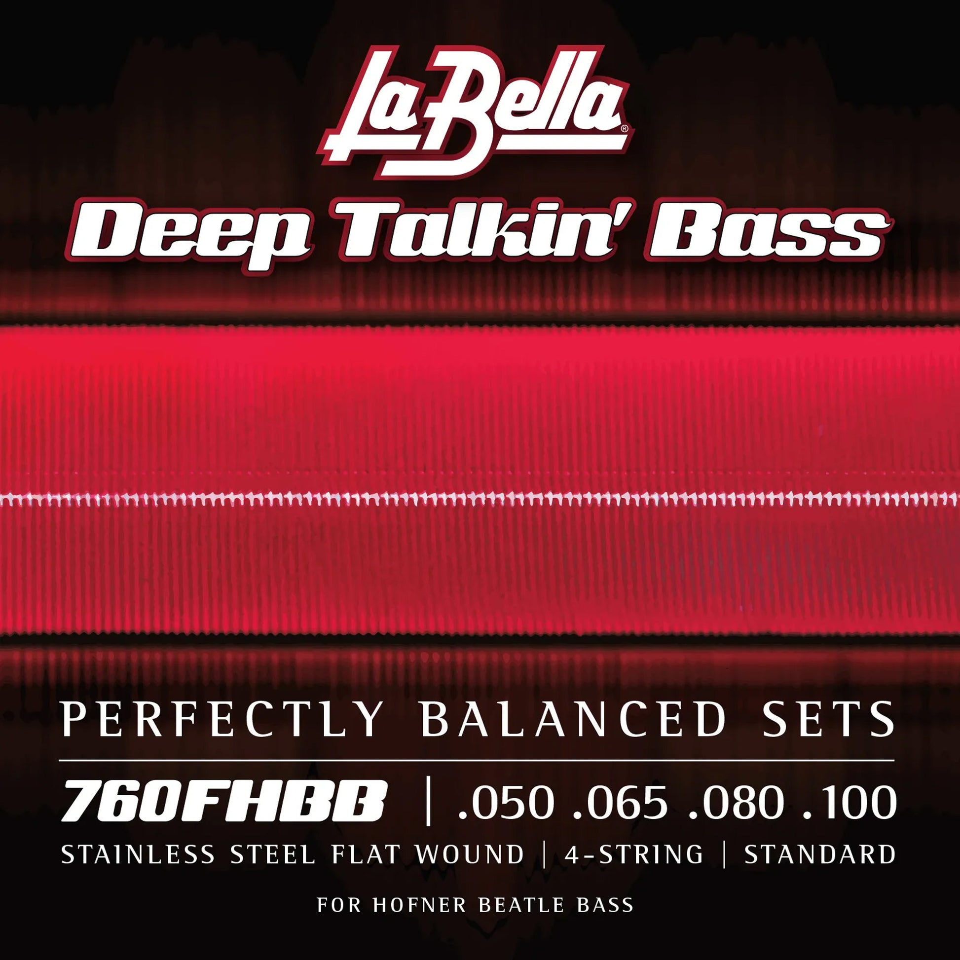 Jeu pour basse électrique BEATLE BASS, acier inoxydable, filé plat, 4 cordes Standard (50-65-80-100)