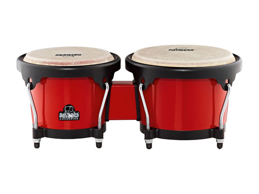 Bongos Plus 6.5 & 7.5", plastique ABS, peaux buffle sélectionnées, cercles arrondis noirs, clé d'accord fournie, rouge