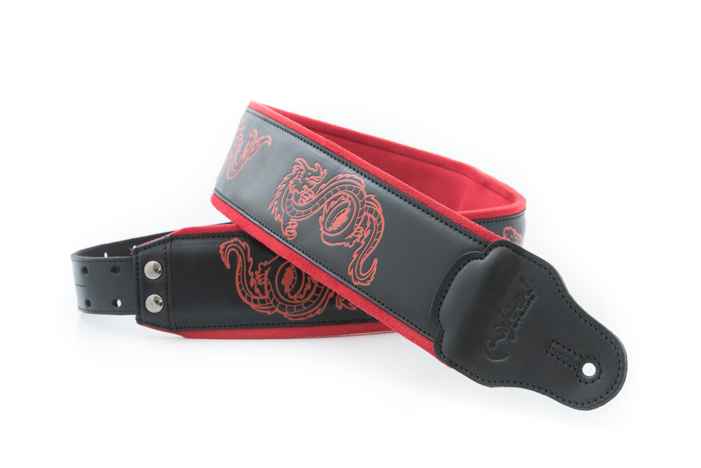 Courroie modèle WHOLE-LOTTA, extérieur cuir HQ, largeur 7 cm, longueur 95 à 150 cm, porte-médiators intégré, noir